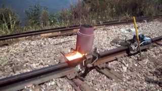 Railroad thermite welding near the Mississippi river [upl. by Veats]