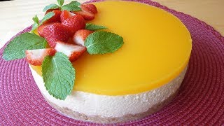 TARTA DE MELOCOTÓN EN ALMÍBAR 🍰 🍑 SIN HORNO [upl. by Angus841]