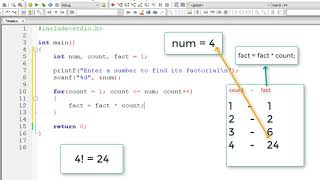 C Program To Find Factorial of a Number using For Loop [upl. by Helbonnas]