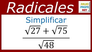 SIMPLIFICACIÓN DE EXPRESIONES CON RADICALES  Ejercicio 1 [upl. by Ackler]