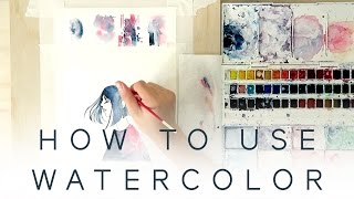 HOW TO USE WATERCOLOR  Introduction Tutorial [upl. by Enelehcim]