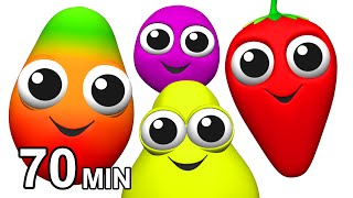 Fruit Songs amp Vegetables Rhymes  Learn Names of Fruits  Childrens English ESL  Busy Beavers [upl. by Ellehcsar]