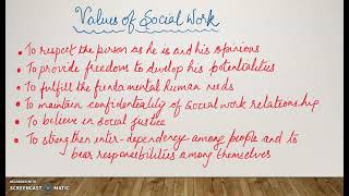 Social Work Basic VALUES OF SOCIAL WORK [upl. by Alel]