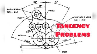 TANGENCY PROBLEMS in  Technical drawing  Engineering drawing [upl. by Ahsenahs]