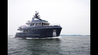 Bering 80 Veda  Steel expedition yacht underway [upl. by Nnylesor]