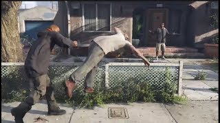 Random Guy Keeps Punching Trevor During Cutscene GTA V [upl. by Atiuqa787]