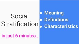 Social StratificationIts meaning definitions amp characteristicsSociology [upl. by Sigfried]