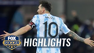 Lionel Messi buries unreal free kick dazzles in Argentinas 30 win  2021 Copa América Highlights [upl. by Vijar]