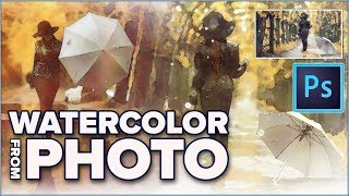 turn ANY PHOTO to WATERCOLOR painting in PHOTOSHOP [upl. by Heinrike]