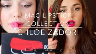 MAC Lipstick Collection  Lip Swatches  Chloé Zadori [upl. by Arutnev]