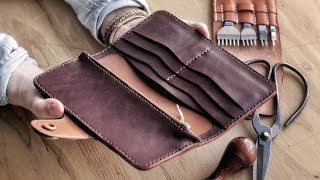 Making a Womens Leather Wallet WITH PATTERN [upl. by Ekaj752]