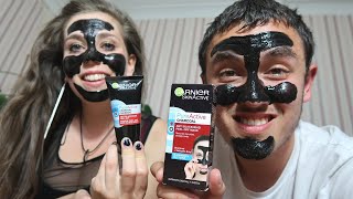 Garnier Skin Active Charcoal Face Mask Anti Blackhead [upl. by Amadus397]