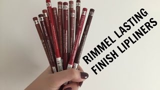 Rimmel Lasting Finish FULL COLLECTION of Lipliners  Lipswatches  Reviews [upl. by Ko651]