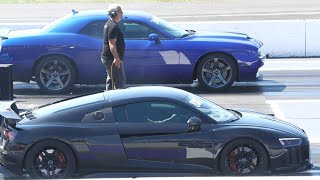 Hellcat Redeye vs R8 Audi  drag racing [upl. by Cheadle561]