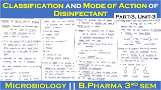 classification and mode of action of disinfectant  Part3 Unit3  Microbiology  B Pharma 3rd sem [upl. by Aitsirhc]