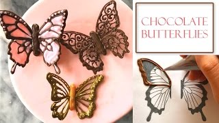 How to Make Chocolate Butterflies  Piped Filigree Designs [upl. by Annoik136]