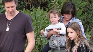 Milla Jovovich And Family Enjoy A Stroll [upl. by Nirehtac]