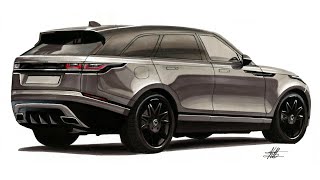 Realistic Car Drawing  Range Rover Velar  Time Lapse [upl. by Oreste37]