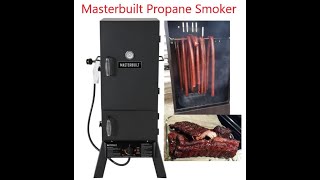 Masterbuilt Propane Smoker Review  AssemblySeasoningCooking [upl. by Cates938]