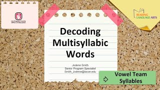 Decoding Multisyllabic Words Vowel Team Syllables [upl. by Sholeen]