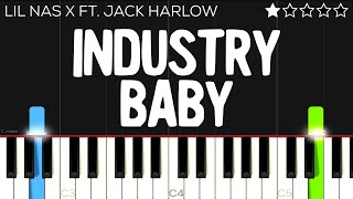 Lil Nas X  Industry Baby ft Jack Harlow  EASY Piano Tutorial [upl. by Rollet442]