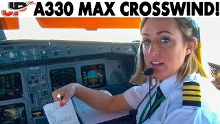 Landing AER LINGUS A330 with MAXIMUM CROSSWIND  Cockpit Views [upl. by Frederic]