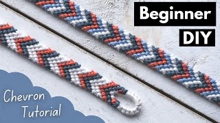 EASY Chevron Tutorial with TEAR DROP LOOP  Friendship Bracelets Beginner DIY [upl. by Ellatnahc]