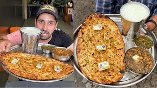 HUGE 20 Inch Maharaja Kulcha with 1 Bucket Lassi😱😱 Indian Street Food  Vadodara  Gujarat [upl. by Eelanna]