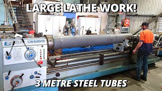 Machining amp Boring BIG Steel Tubes  Large Lathe Work [upl. by Edeline]