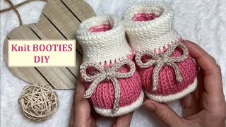 Knitting Baby Booties  DIY  Knit BOOTIES  How to knit baby booties [upl. by Ydnam]