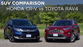 2019 Honda CRV vs Toyota RAV4  SUV Comparison  Drivingca [upl. by Byrne]