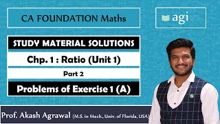 CA Foundation  Business Mathematics  Ratio  Exercise 1A  ICAI Study Material Solutions [upl. by Chris]