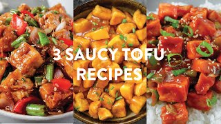 3 SAUCY TOFU RECIPES  Easy Vegan Orange Ginger Sesame Sweet amp Spicy Tofu  HOW TO COOK TOFU [upl. by Becka]