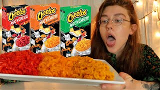 trying Cheetos MAC N CHEESE flamin hot jalapeño amp cheesy REVIEW [upl. by Blackman861]