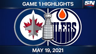 NHL Game Highlights  Jets vs Oilers Game 1 – May 19 2021 [upl. by Ailadi989]