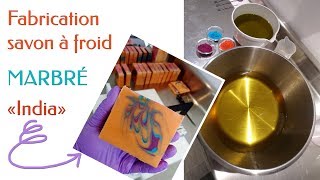 FABRICATION SAPONIFICATION A FROID  savon Marbré INDIA [upl. by Letti]