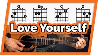 Love Yourself Guitar Tutorial Justin Bieber Easy Chords Guitar Lesson [upl. by Latsyrc487]