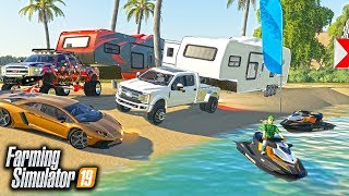 FS19 LUXURY CAMPING WITH NEW SEADOO JET SKI amp CUSTOM F350 MULTIPLAYER [upl. by Leake]