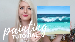 PAINTING TUTORIAL Acrylic Ocean for Beginners  Katie Jobling Art [upl. by Haseena]