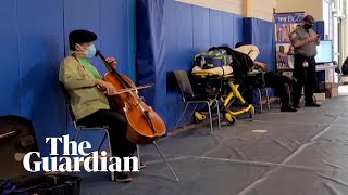 YoYo Ma plays cello in vaccine waiting room in Massachusetts [upl. by Janyte359]