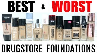 BEST amp WORST Drugstore Foundations Reviews  Best Drugstore Makeup Series 2019 [upl. by Sirromal798]