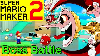 Mario Maker 2  How to make a HILDA BERG boss battle Mario Maker Boss ideasCUPHEAD bosses [upl. by Dilaw]