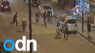 CCTV shows moment 15yearold is fatally stabbed on busy London street [upl. by Tavish]