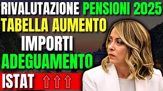 RIVALUTAZIONE PENSIONI 2025 TABELLA AUMENTO IMPORTI ADEGUAMENTO ISTAT [upl. by Atinhoj]