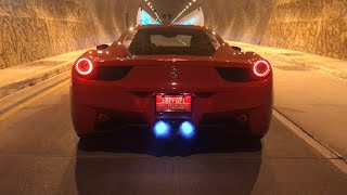 LOUDEST Ferrari 458 in the world Headphone users beware INSANE TUNNEL ACCELERATIONS [upl. by Janek]