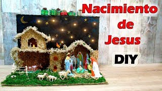 Cómo Hacer un belén o un pesebre y el nacimiento de Jesús Con cartón reciclado [upl. by Galitea]