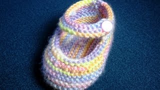 How to Knit Basic Mary Jane Baby Booties Part 1 Left Bootie [upl. by Appilihp]