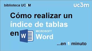 Cómo hacer un índice automático de tablas en Word [upl. by Magen170]