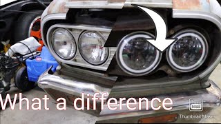 64 CHEVELLE GETS LED HEADLIGHTS [upl. by Ecyoj]