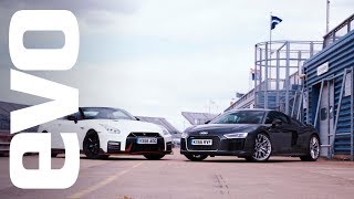 Audi R8 v Nissan GTR Nismo  evo Track Review [upl. by Allissa]